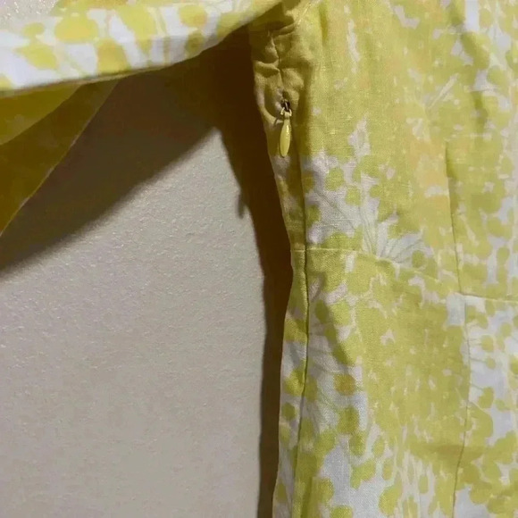 BODEN Linen Yellow & White Print Shift Dress Sz 4 Regular - Picture 6 of 10